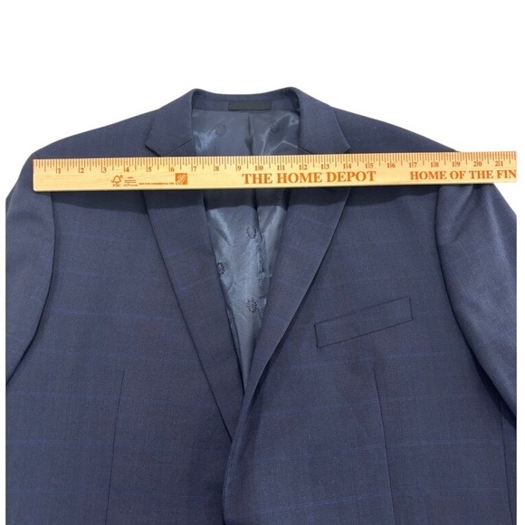 Lauren Ralph Lauren Navy Blue Check Wool Blend Suit Jacket Blazer 48L 70% Wool - Picture 4 of 6